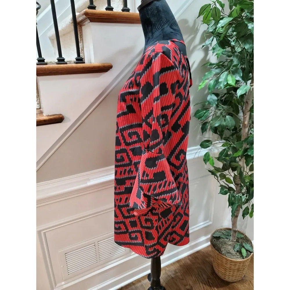 Audrey Women's Black & Red Polyester Round Neck Long Sleeve Knee Length Dress - Image 7