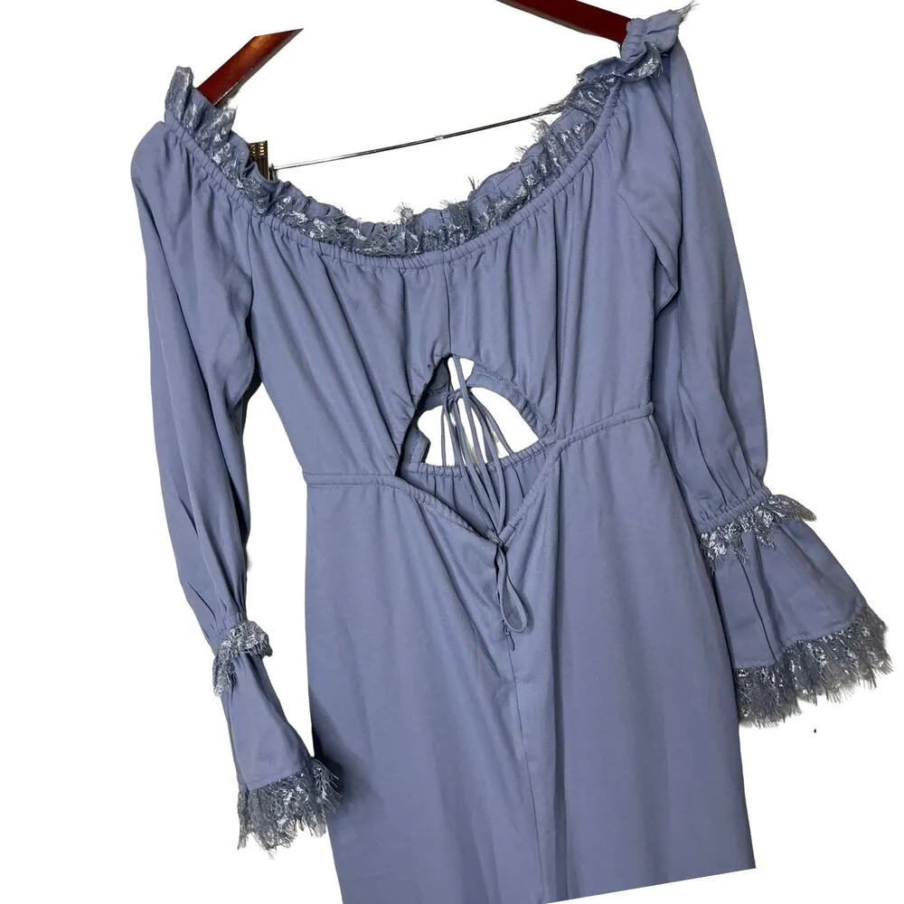 Majorelle Nicki Gown Maxi Dress With Train in Baby Blue Womens XS - Image 4