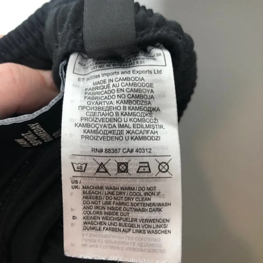 Adidas  black white striped athletic pants - Image 4