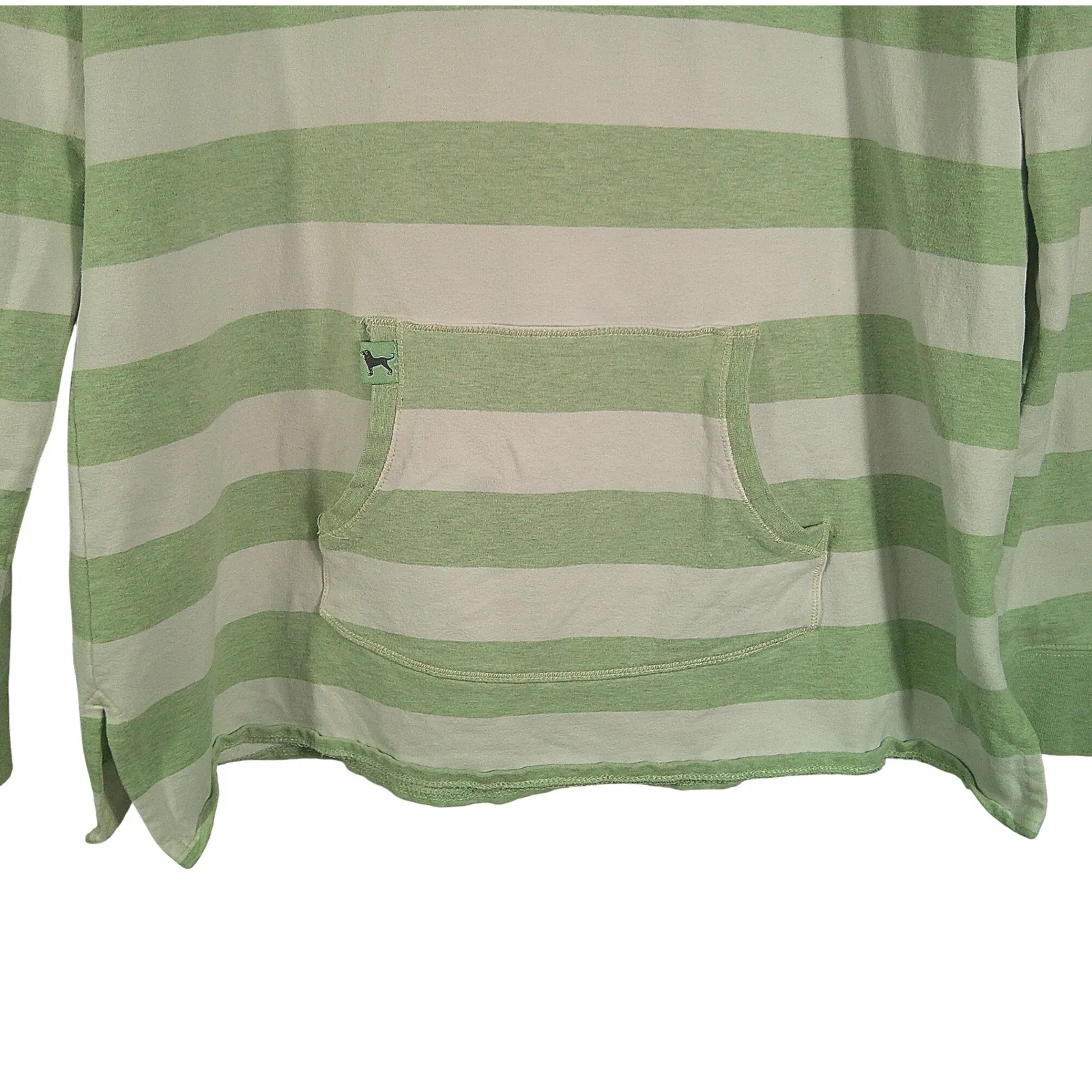 The Black Dog Striped Hooded Long Sleeve Shirt Women's XL‎ Logo Green & White - Image 3