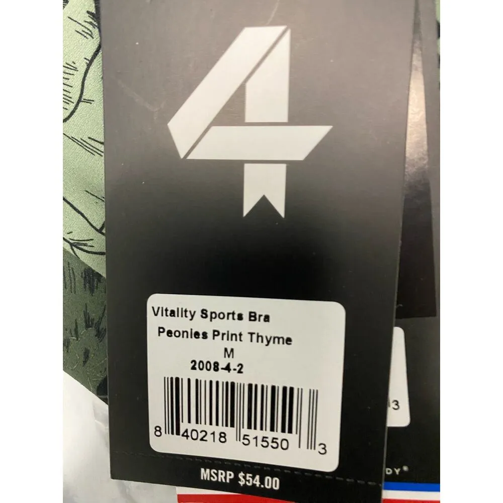 Fourlaps Women's Size Medium Vitality Sports Bra Peony Print Thyme Green NWT - Image 4