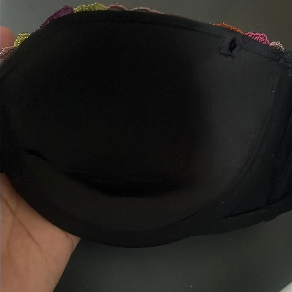 Floral Embroidered Black Floral Swimsuit Bikini Bra top Bandeau Large - Image 9