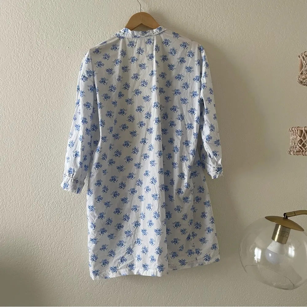 J.Crew Women's Shorty Kimono Robe White Blue - Image 3