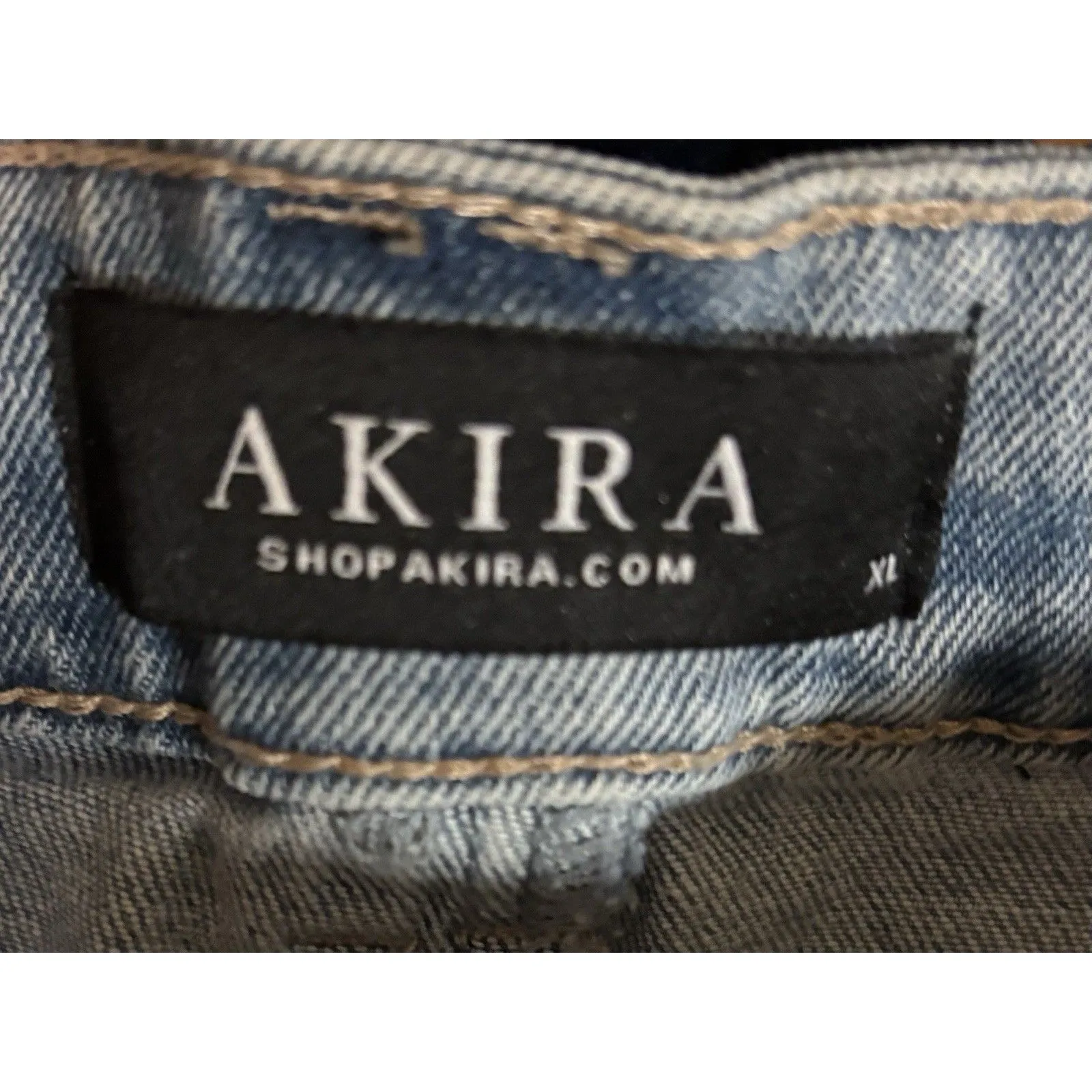 AKIRA Show Me What You Got Denim Mini By Shorts Size XL Jean With Black Pockets Blue - Image 3