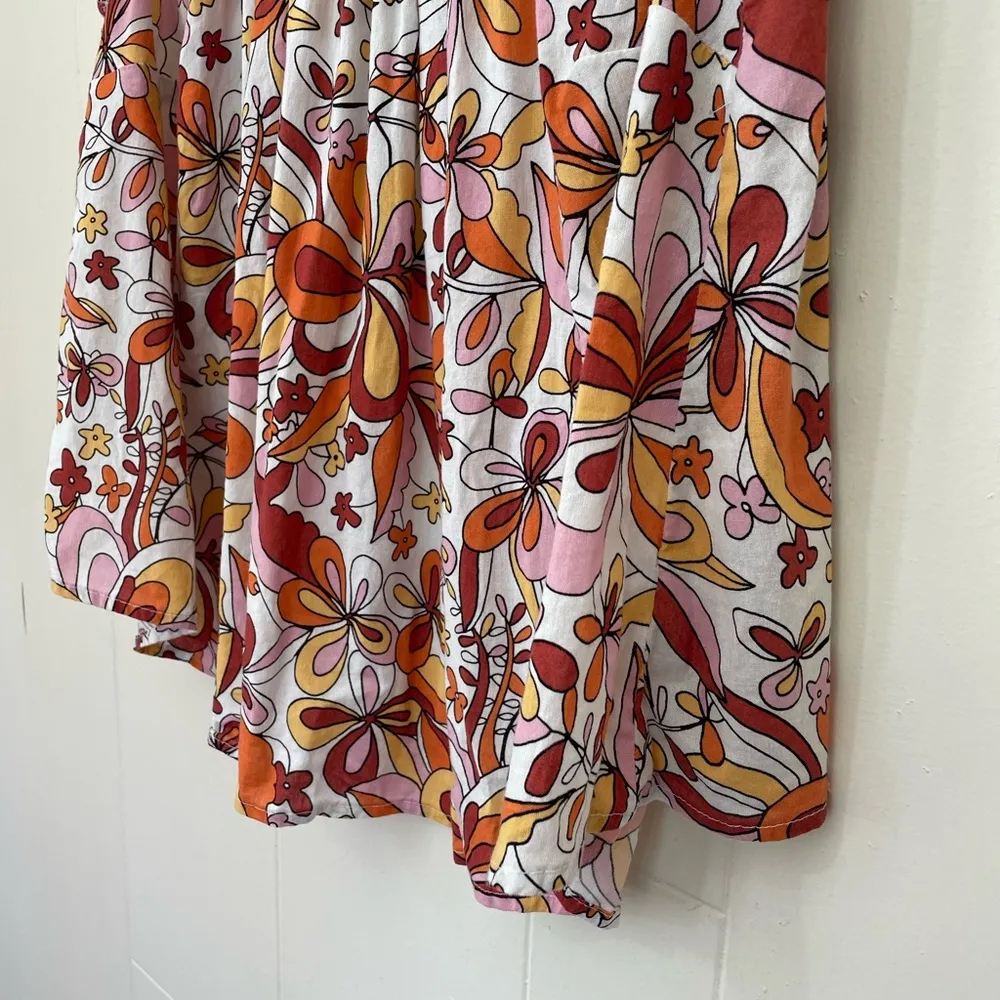 a.n.a. Short Sleeve Retro Printed Floral Blouse Colorful ~ Women’s Size 0X - Image 5