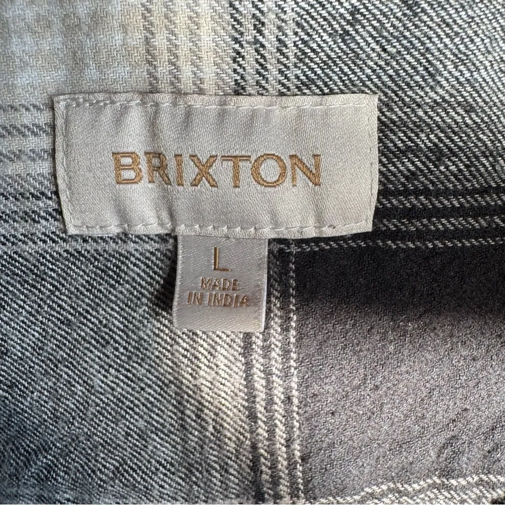 Women’s Brixton Black, White, & Grey Plaid Flannel Button Down Shirt Black Size L - Image 6