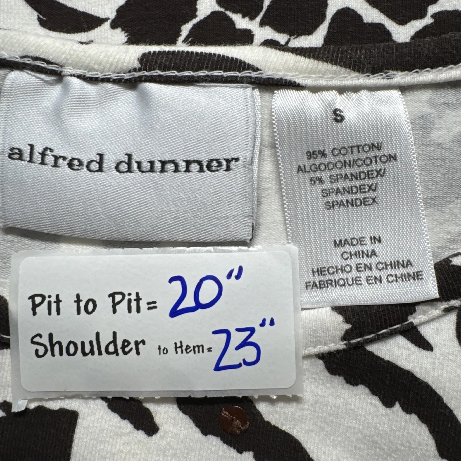 Alfred Dunner Animal Print‎ Top Zebra Leopard Short Sleeve Tee Shirt S Black - Image 3