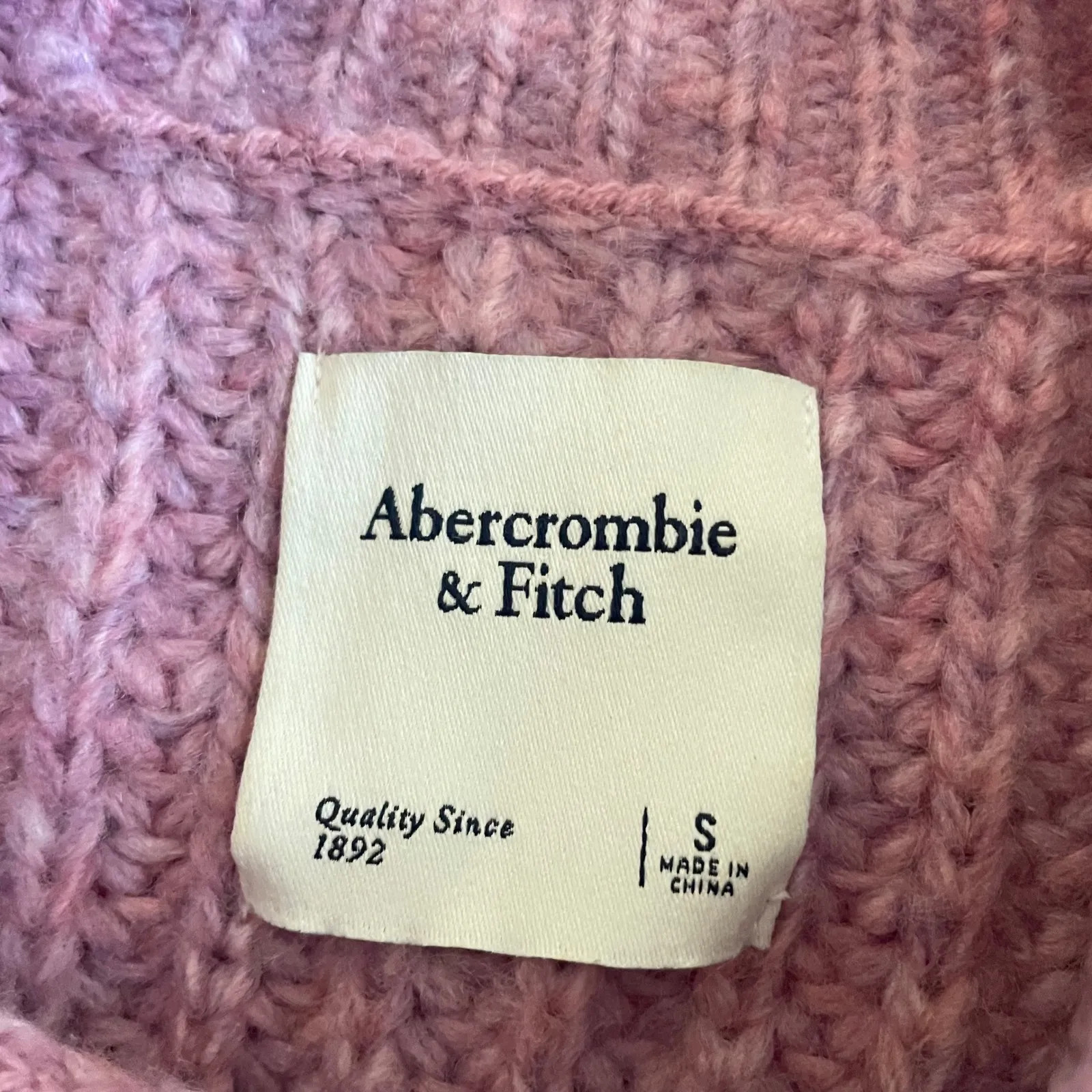 Abercrombie & Fitch Speckled Marled Knit Crewneck Sweater Mauve Pink Size Small - Image 3