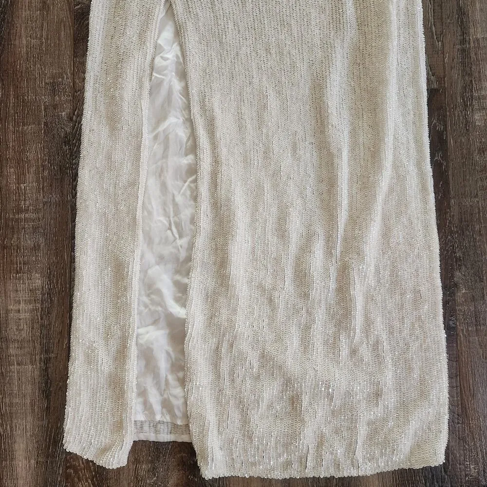 Retrofete Rebecca Sequin Maxi Dress in White Size Medium NWT Sleeveless - Image 6