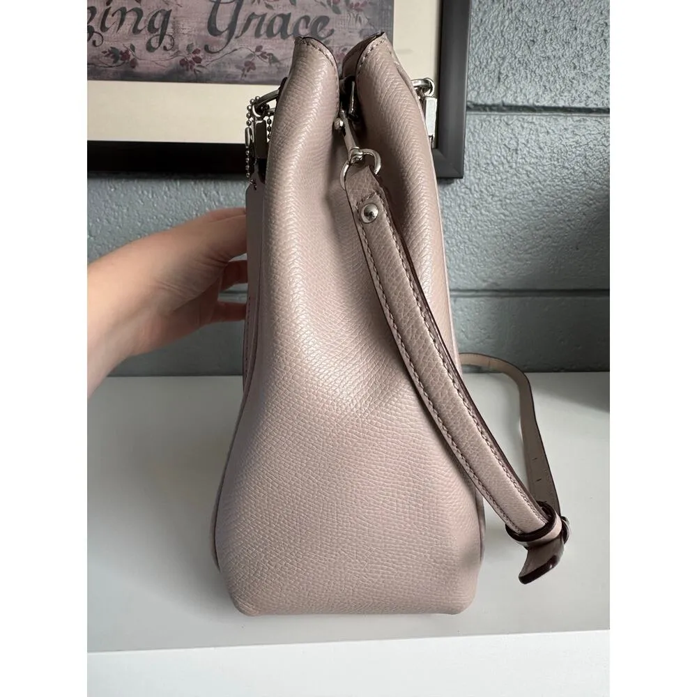 Women's Coach Minneta Crossbody Taupe Crossgrain Leather Satchel Quiet Luxury - Image 4