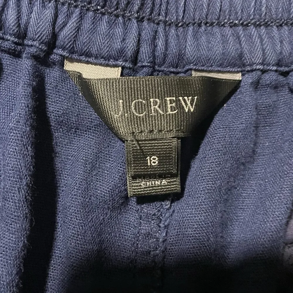 J. Crew Pants Womens Sz 18 Plus Pull On Joggers Navy Blue Stretch Drawstring - Image 2