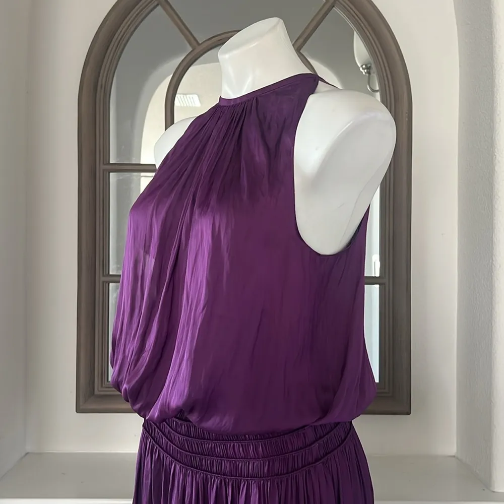 Ramy Brook Shiny Audrey Sleeveless Blouson Dress in Purple Size L New w/Tag $445 - Image 9