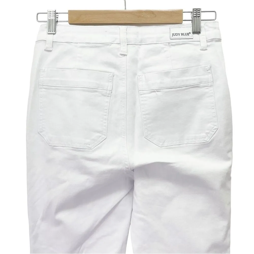 NWT Judy Blue White High Rise Button-Fly Patch Pocket Flare Jeans Size 27 NEW - Image 6