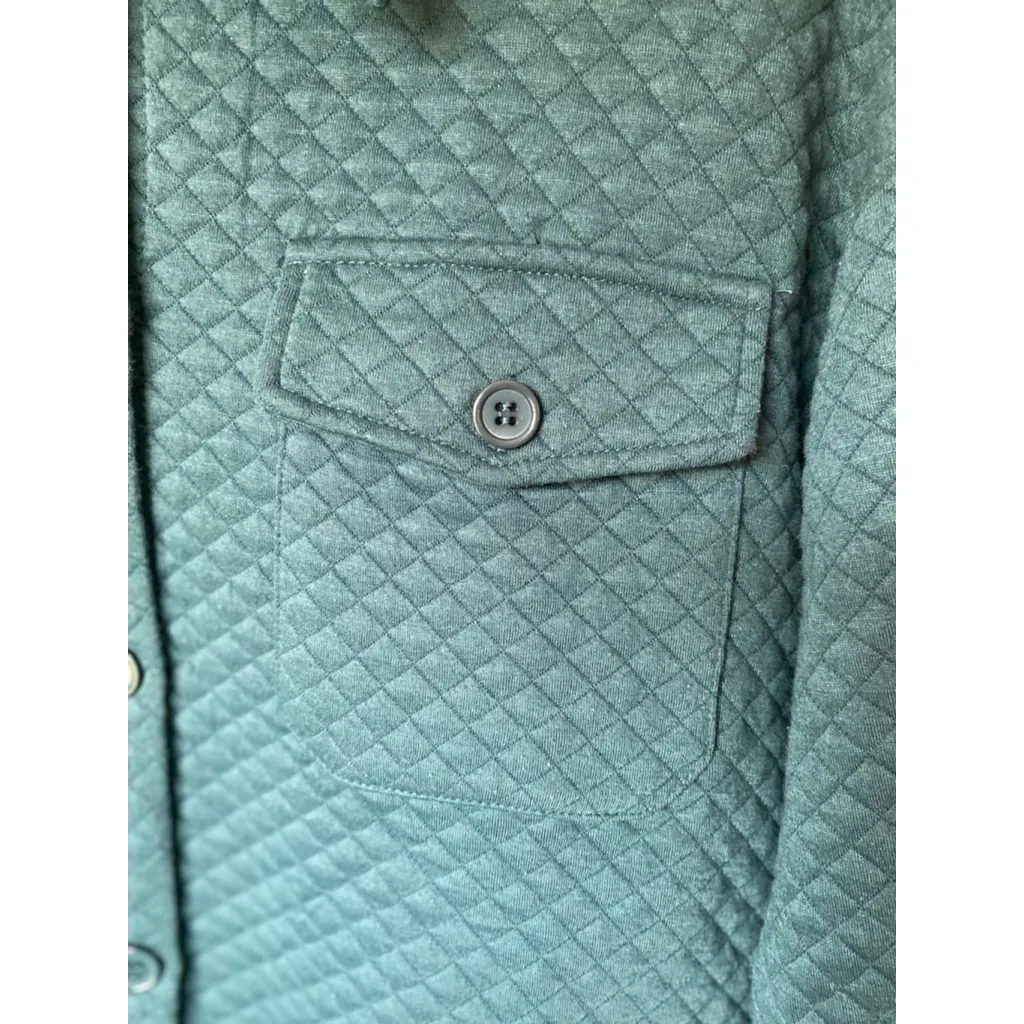 Prettygarden Teal Quilted Shacket Button Up Shirt Jacket with Pockets M Winter - Image 4