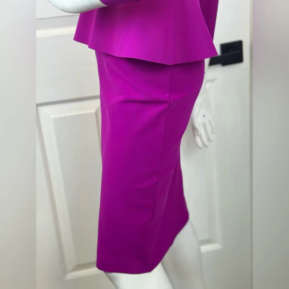 Chiara Boni Elegant Fitted Formal Ingalee Square-Neck Peplum Dress Size 38 - Image 8