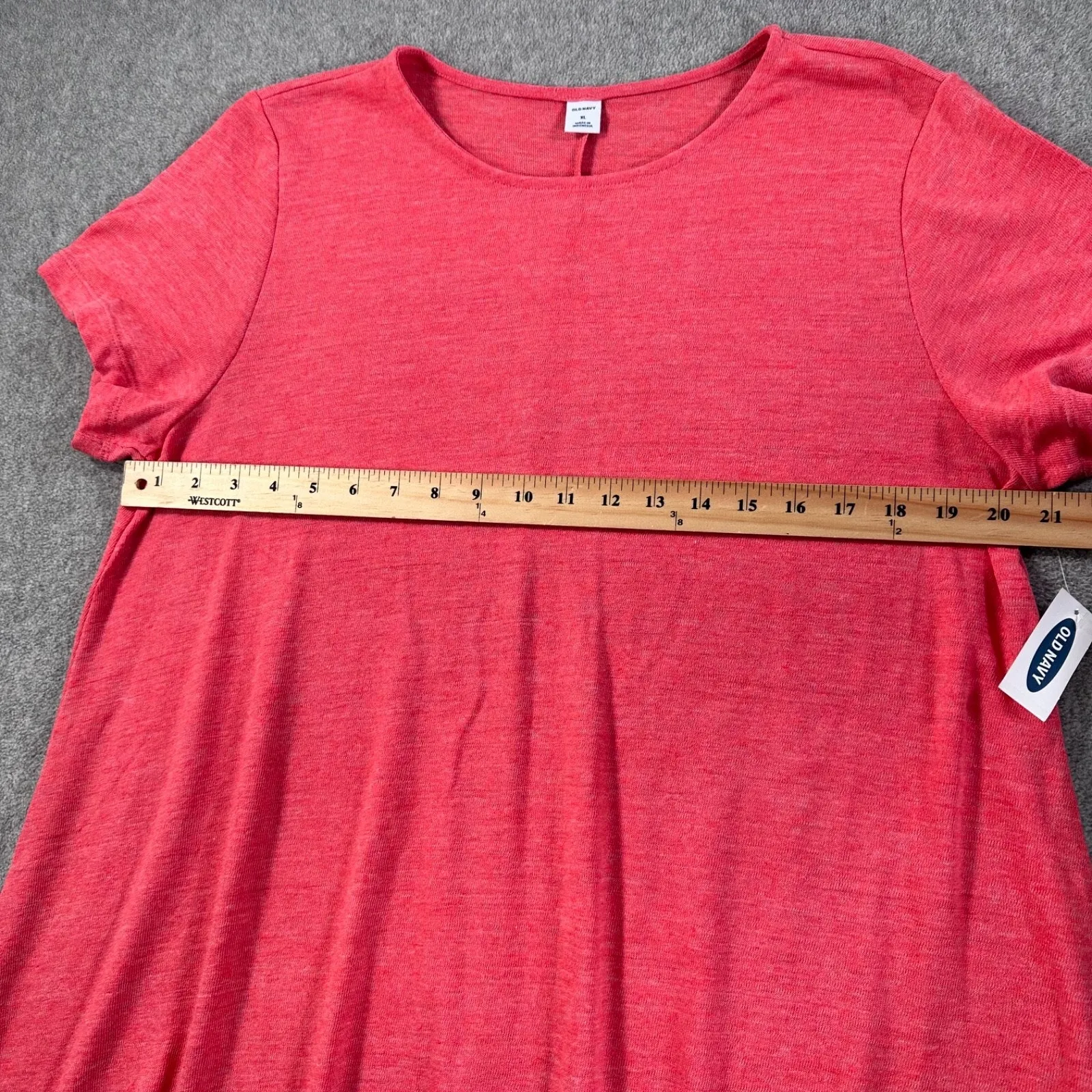 Old Navy Linen Blend Swing Dress Women's XL Coral Pink Short Sleeve New - Image 6
