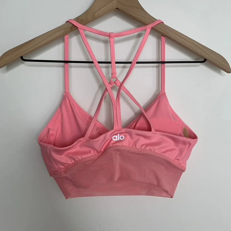 Alo Lavish Mesh Longline Sports Bra Womens XS Pink - Image 3