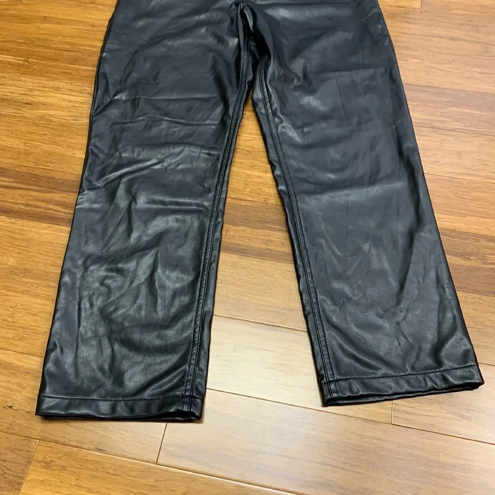 Abercrombie & Fitch Faux Leather Pants Size 10 Short 90s Straight Ultra High Ris - Image 3