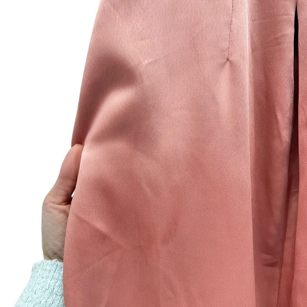 Dessy Collection Cowl Neck Criss Cross Back Satin Maxi Slip Dress 3056 size 6R Pink - Image 8