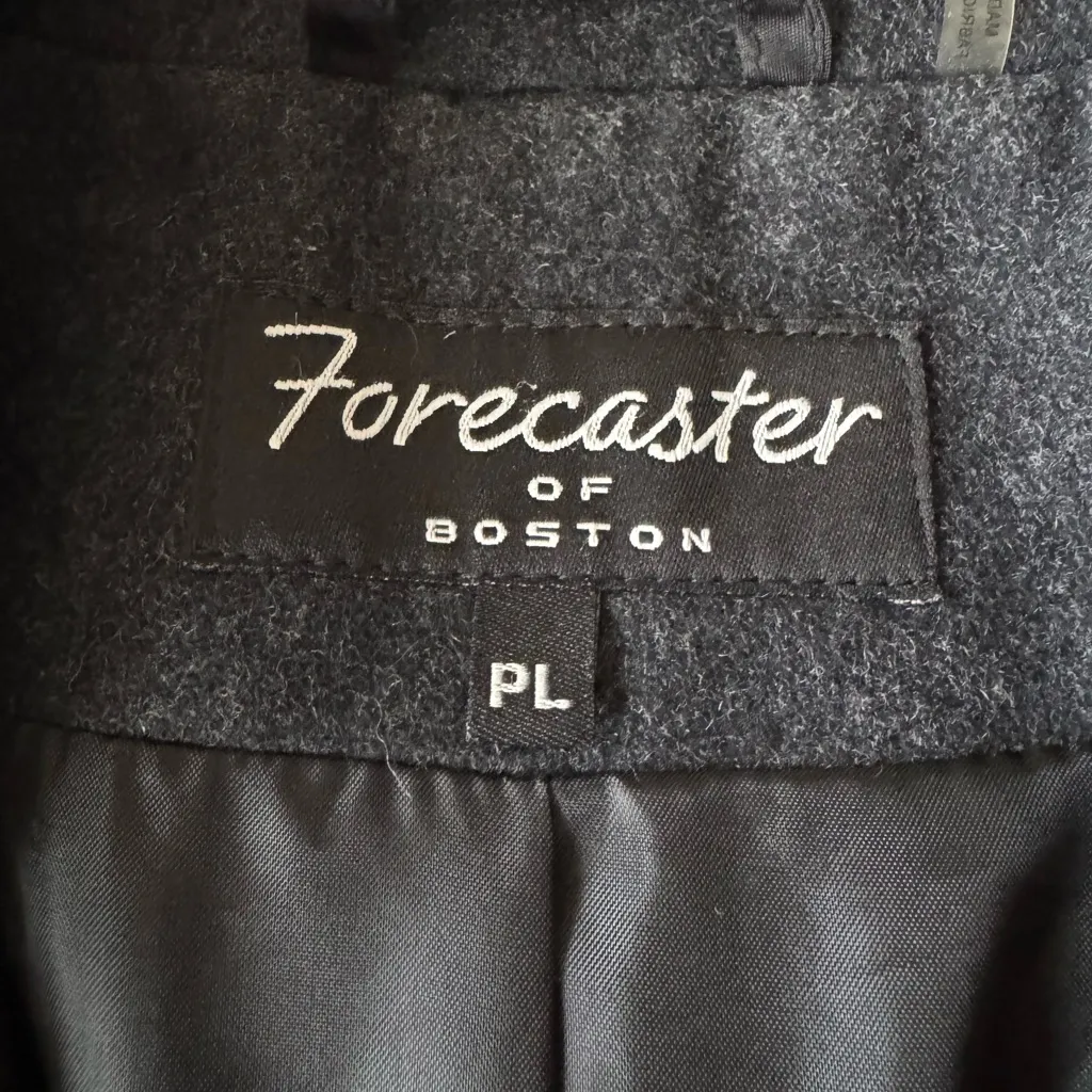 Forecaster of Boston Charcoal Gray Wool Dress Jacket Trench Pea Coat Size PL - Image 5