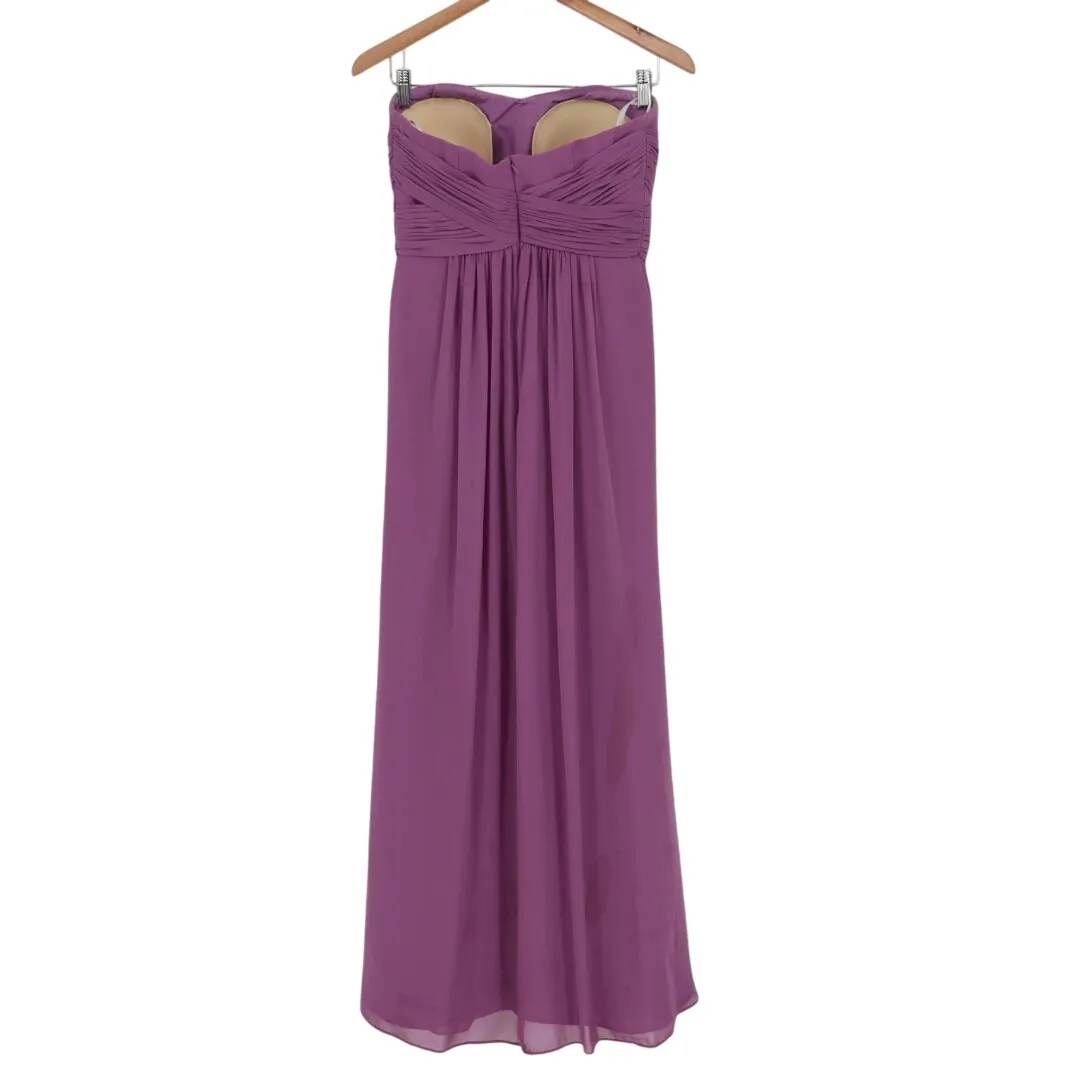 Davids Bridal Strapless Pleated Empire Waist Maxi Dress Purple Size 4 - Image 7
