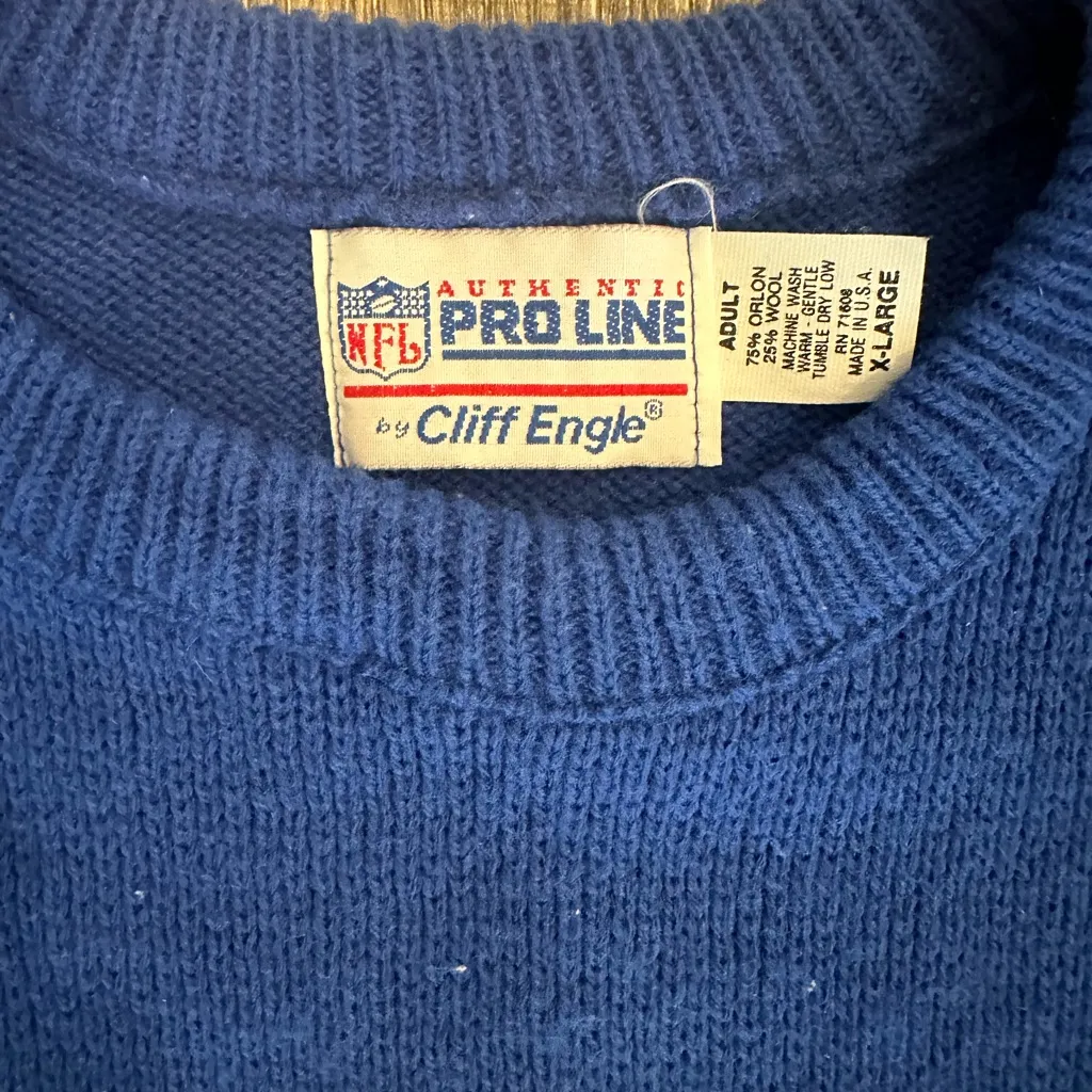 Vintage NFL Colts Blue and White Crew Neck Sweater | Colts | Vintage - Image 7