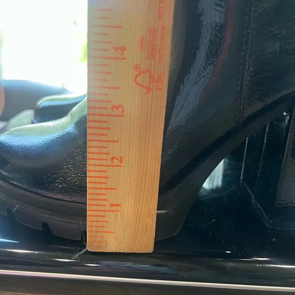 Steve Madden HOTT Y2K 90s Bratz Chunky Boots Shiny Black Platform Heel Size 7.5 - Image 6