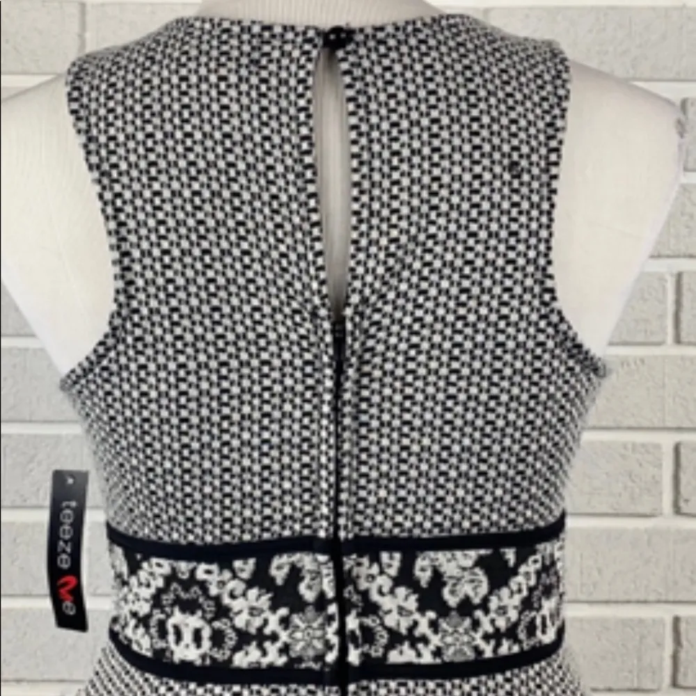 Teeze Me Black & White Fit & Flare Print Dress Size 5/6 - Image 4