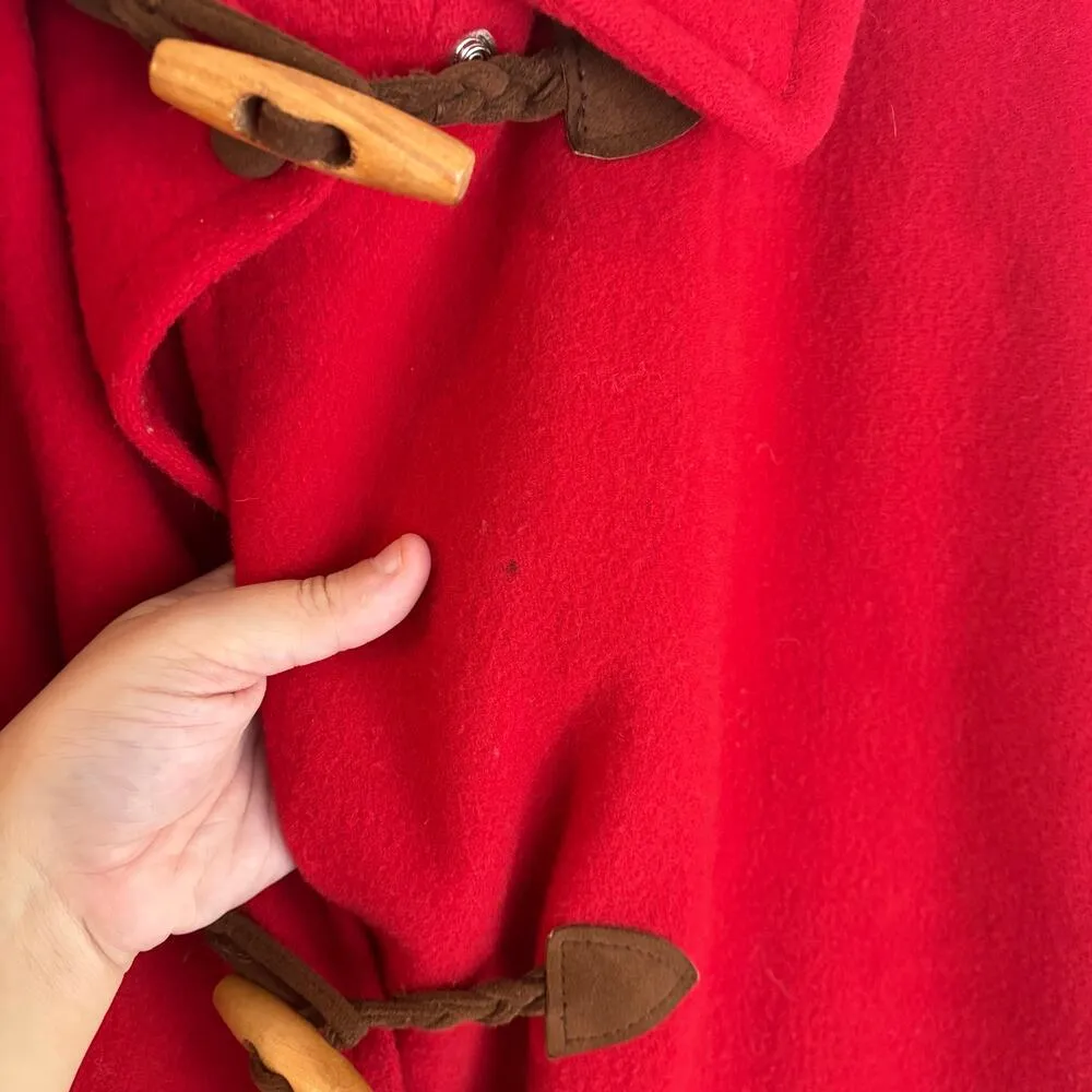 Talbots Vintage Red Wool Coat Toggle Closure Collared Winter Holiday Christmas - Image 11