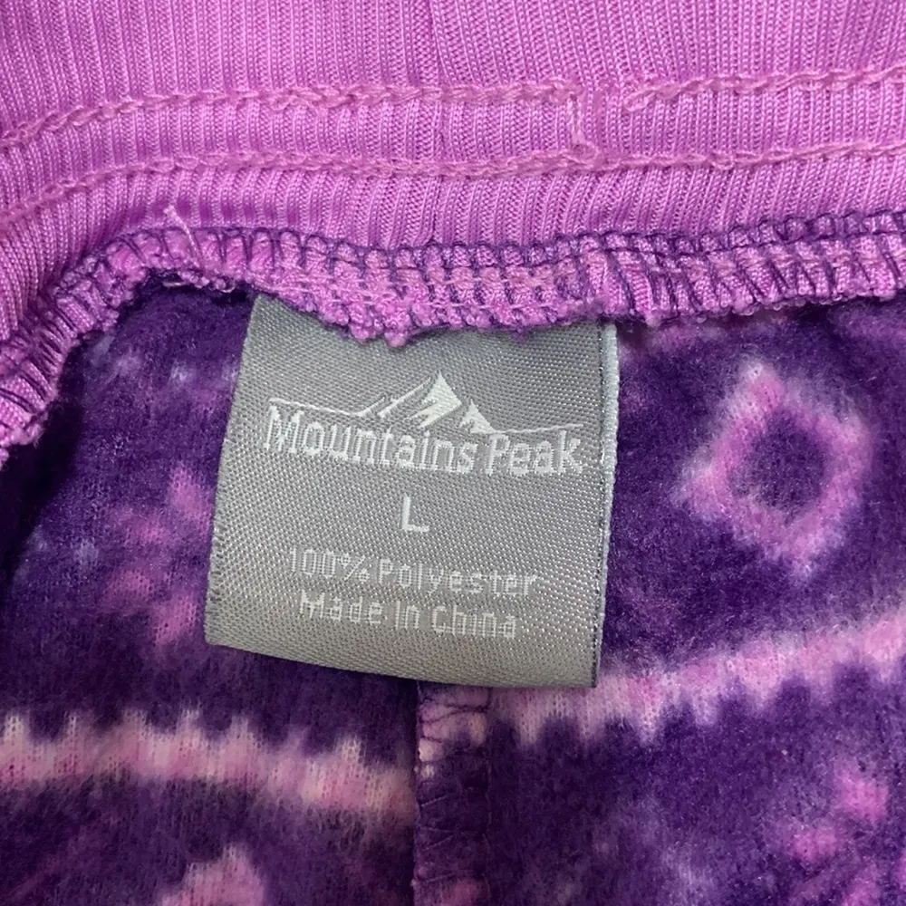 Snowflake Pattern Purple Fleece Pajama Pants Size Large - Image 13