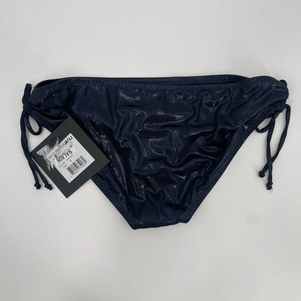 NORMA KAMALI Jason Bikini Bottoms Size Medium NWT True Navy Metallic Side Tie - Image 2