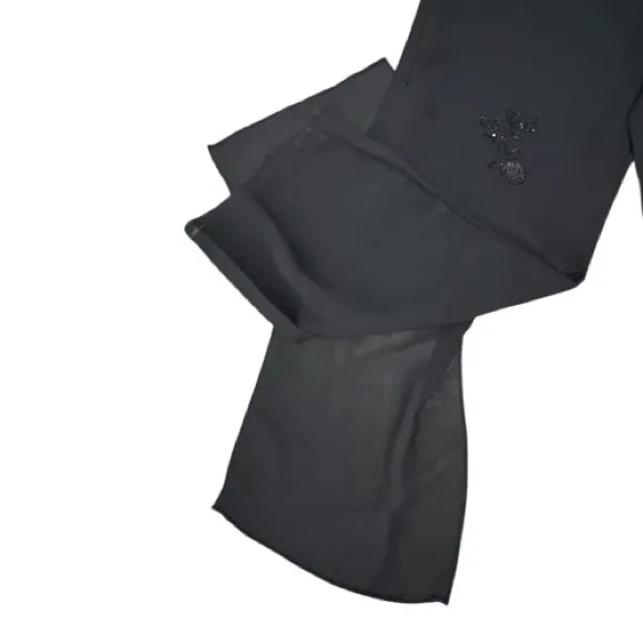 Betsy Lauren Black 3 Layer Dress Pants with Beaded Floral Accents Size 6 - Image 6