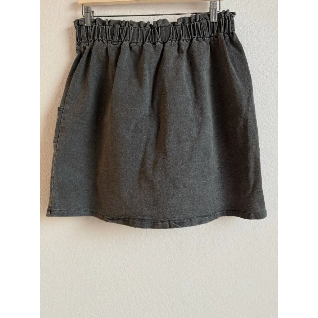 Kancy Kole Skirt Women’s Large Gray Denim Tie Belted Paper Bag‎ High Waist Mini - Image 5