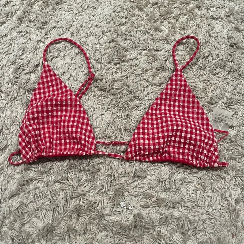 Red Gingham Bikini top Size L - Image 2