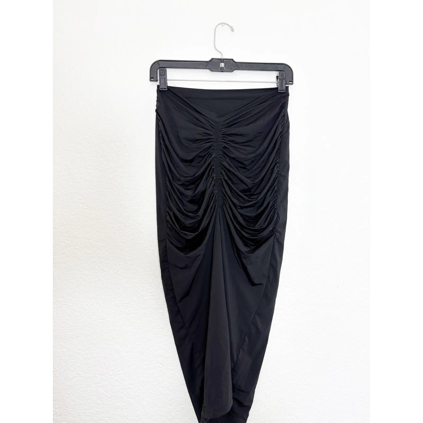 Misha Collection Ruched Back Midi Skirt Medium Slit Black Jersey Whimsigoth NWT - Image 12