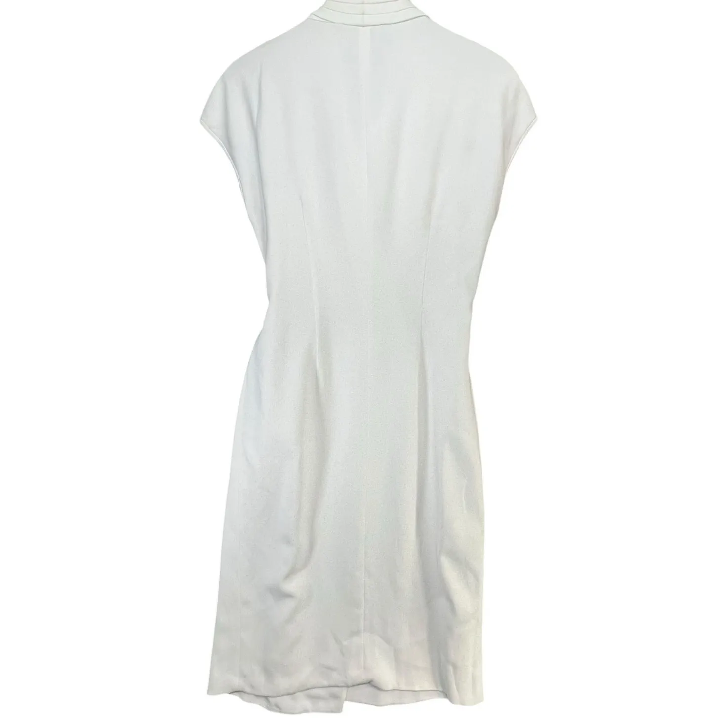 Giorgio Armani Cady Wrap Midi Dress 46 US 10 White Cap Sleeve Timeless Luxury - Image 7