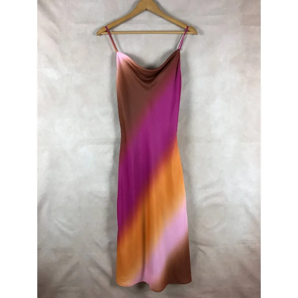 SKIES ARE BLUE Satin Ombre Midi Slip Dress SMALL - Image 5