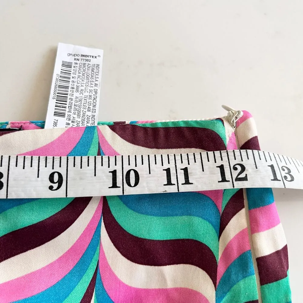 ZARA satin zig zag  Festival wide leg cinched waist pants XS - Image 10