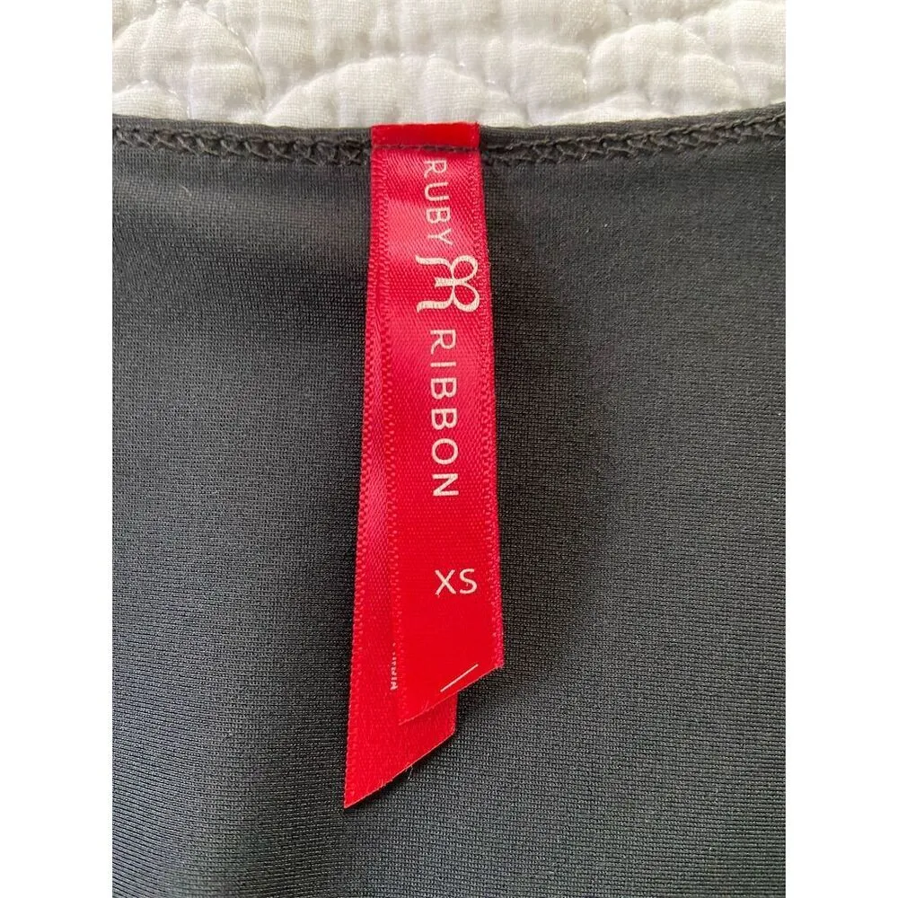 Ruby Ribbon Black Bodycon Dress XS Sleeveless Short Shapewear Mesh Hem​ - Image 3