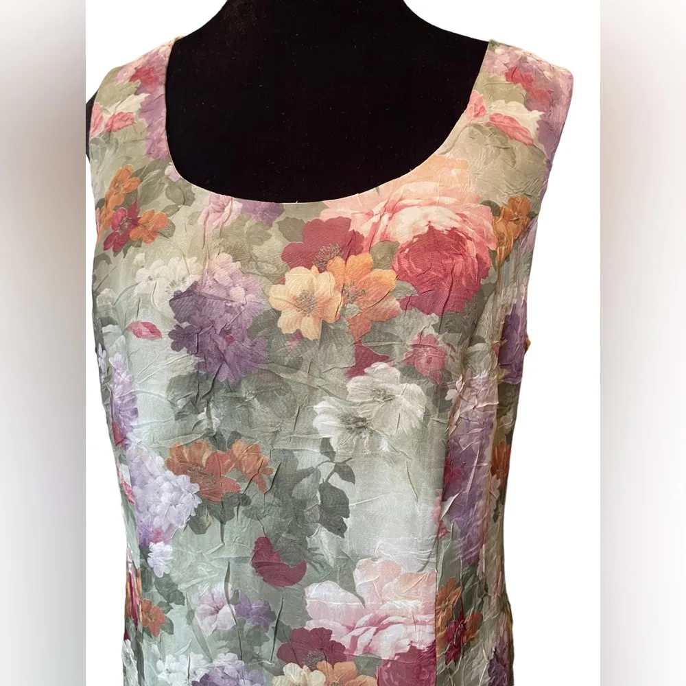 Michael Blair Vintage Cottagecore Witchy Whimsical Floral Crinkle Maxi Dress - Image 2