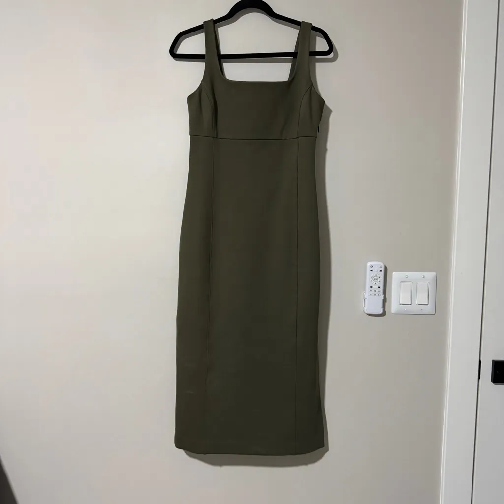 Spanx Ponte Midi Tank Dress Fitted Stretch BodyCon Pine Green Women's Medium - Image 3