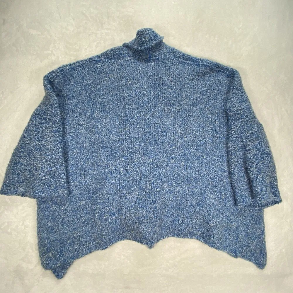 New Free People BFF Cardigan Womens XS Boho Wrap Soft Boucle Knit‎ big Blue - Image 5