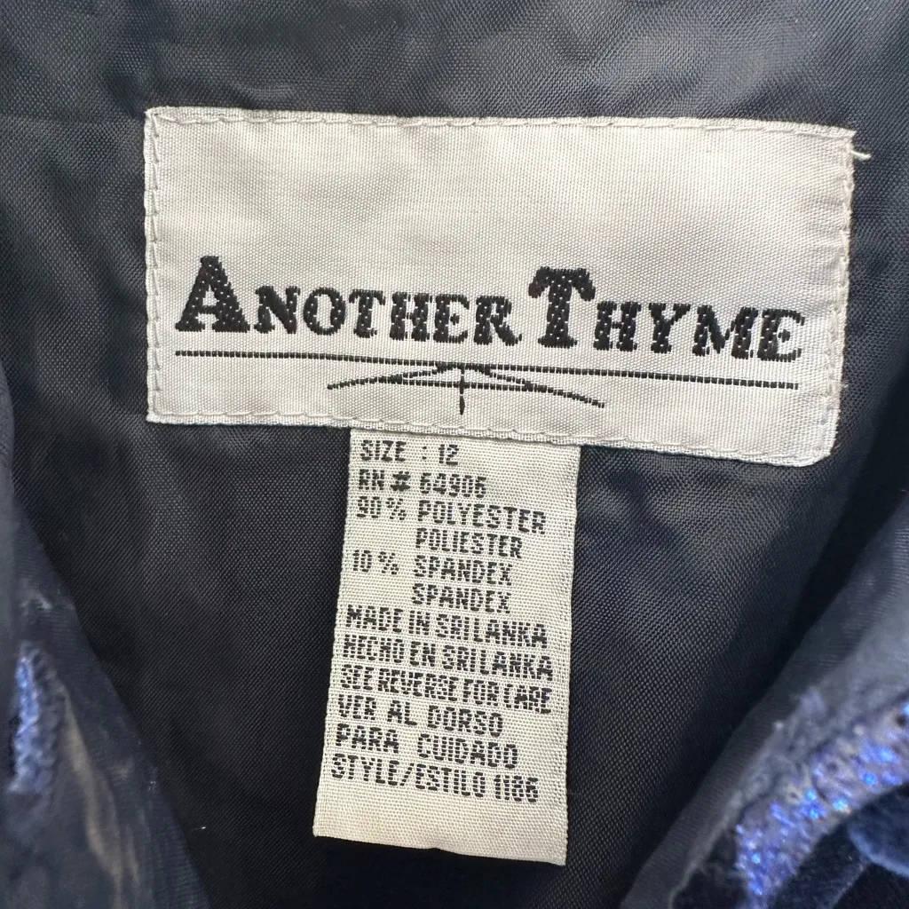 Another Thyme vintage button up maxi dress sparkly blue floral pattern size 12 - Image 2