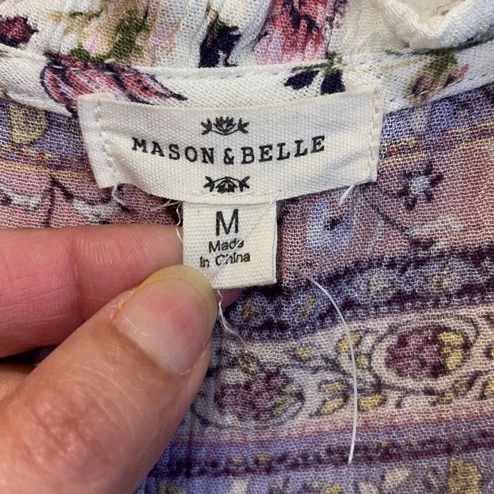 Mason & Belle Womens Floral Sleeveless Button Down‎ Corean Blouse Multi Medium - Image 9