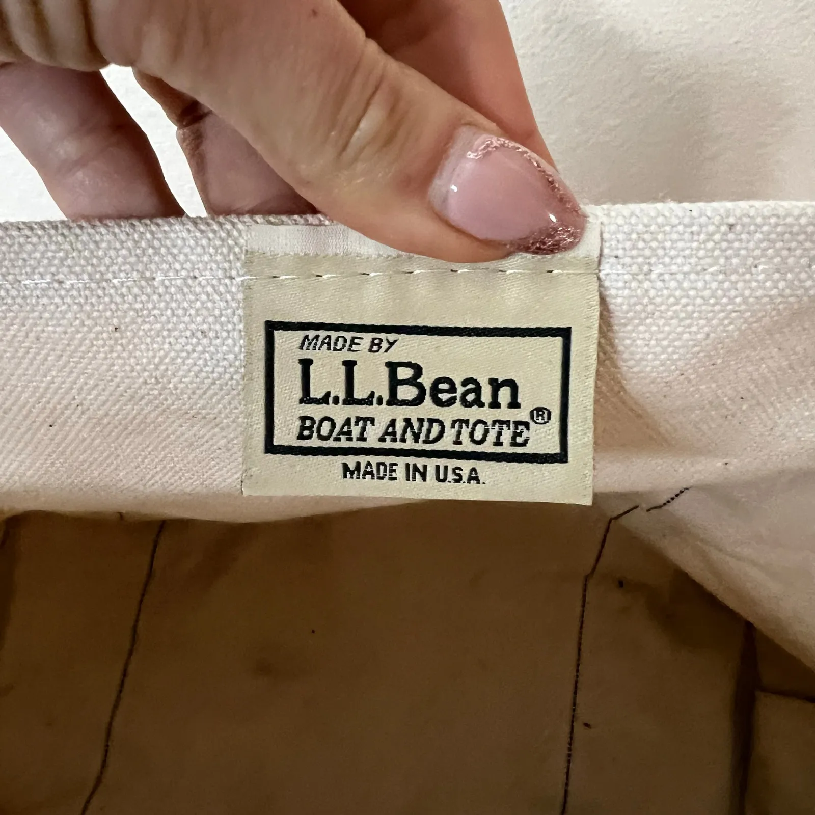 L.L.Bean Canvas boat and tote bag green california love made USA 1990s vintage - Image 8