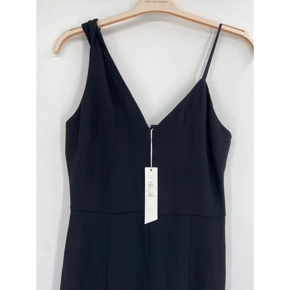 Cushnie Solid Black Sleeveless Plunging Split Flare Leg Jumpsuit Size 8 NWT - Image 3