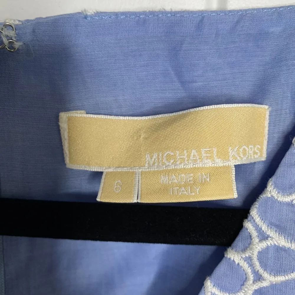 Michael‎ Kors Collection made Italy blue Floral Embroidered Sheath Dress Size 6 - Image 3
