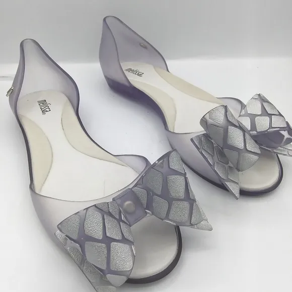 jelly clear slip on flats bow detail women’s Size 6 - Image 2