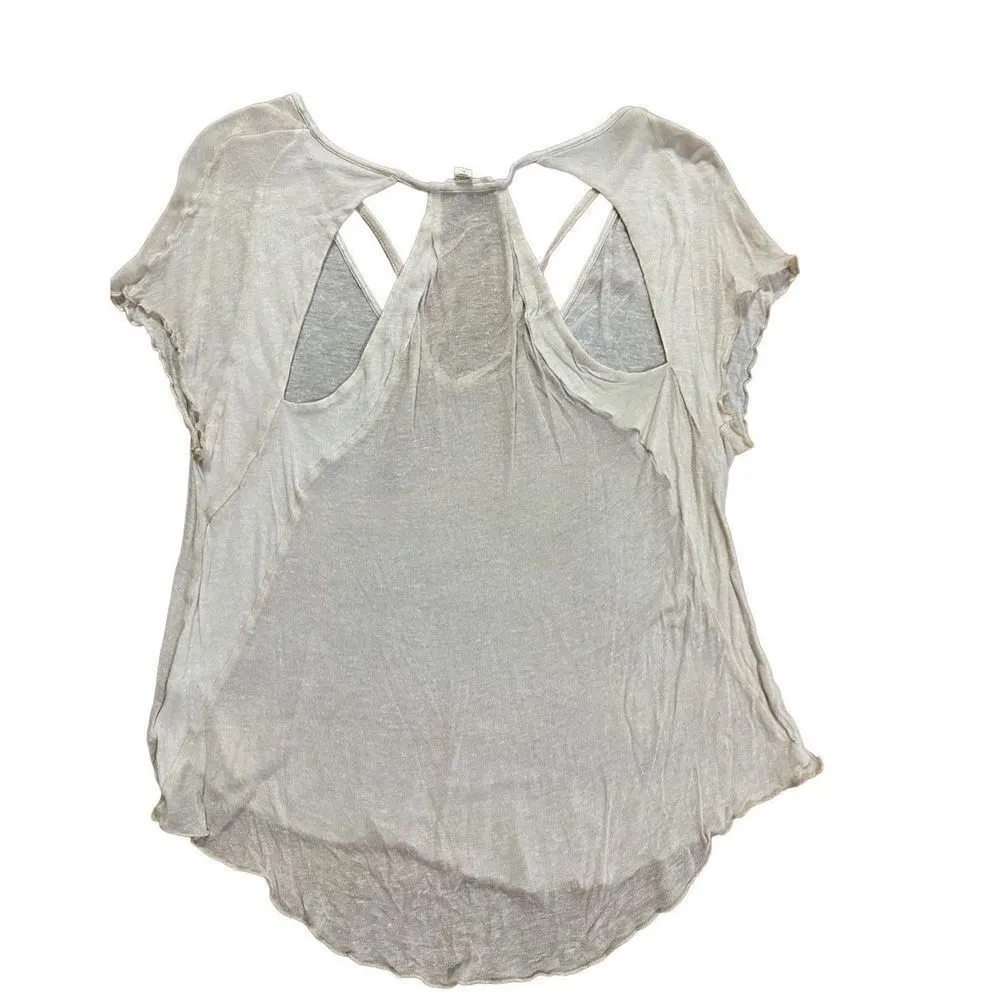 Silence + Noise sheer lightweight ivory shimmer top large - Image 2