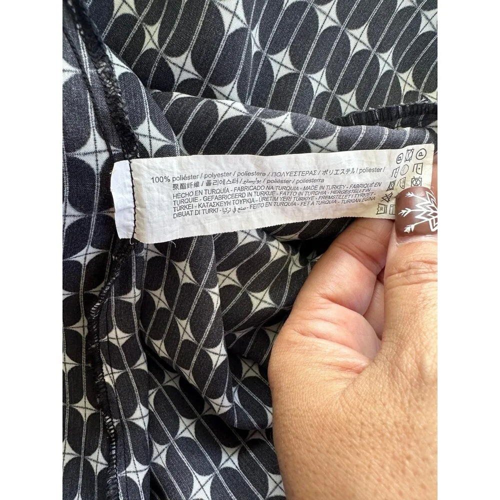 Zara Blogger Black Tape Geometric Ruched Satin Wrap Side Tie Blazer Dress XS - Image 6